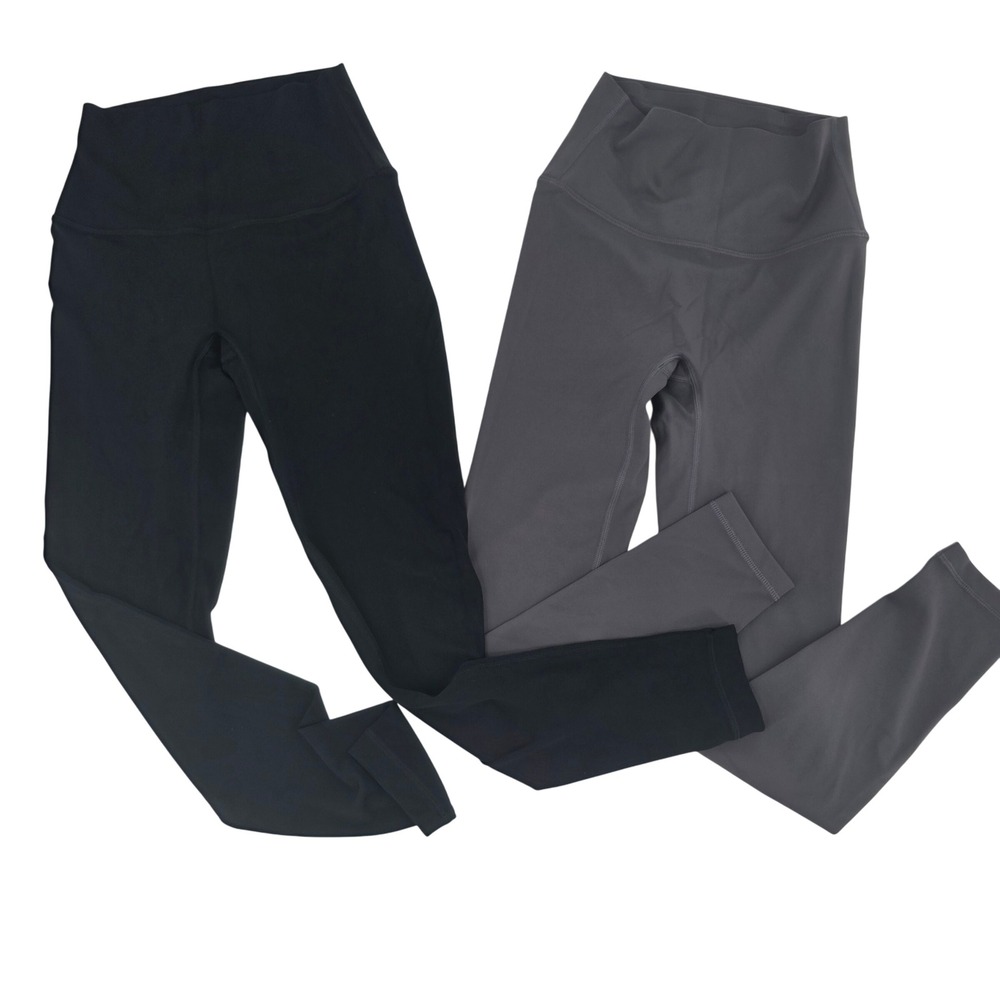 High Waist Yoga Pants Leggings Tummy Control Workout Gym Activewear Black & Gray